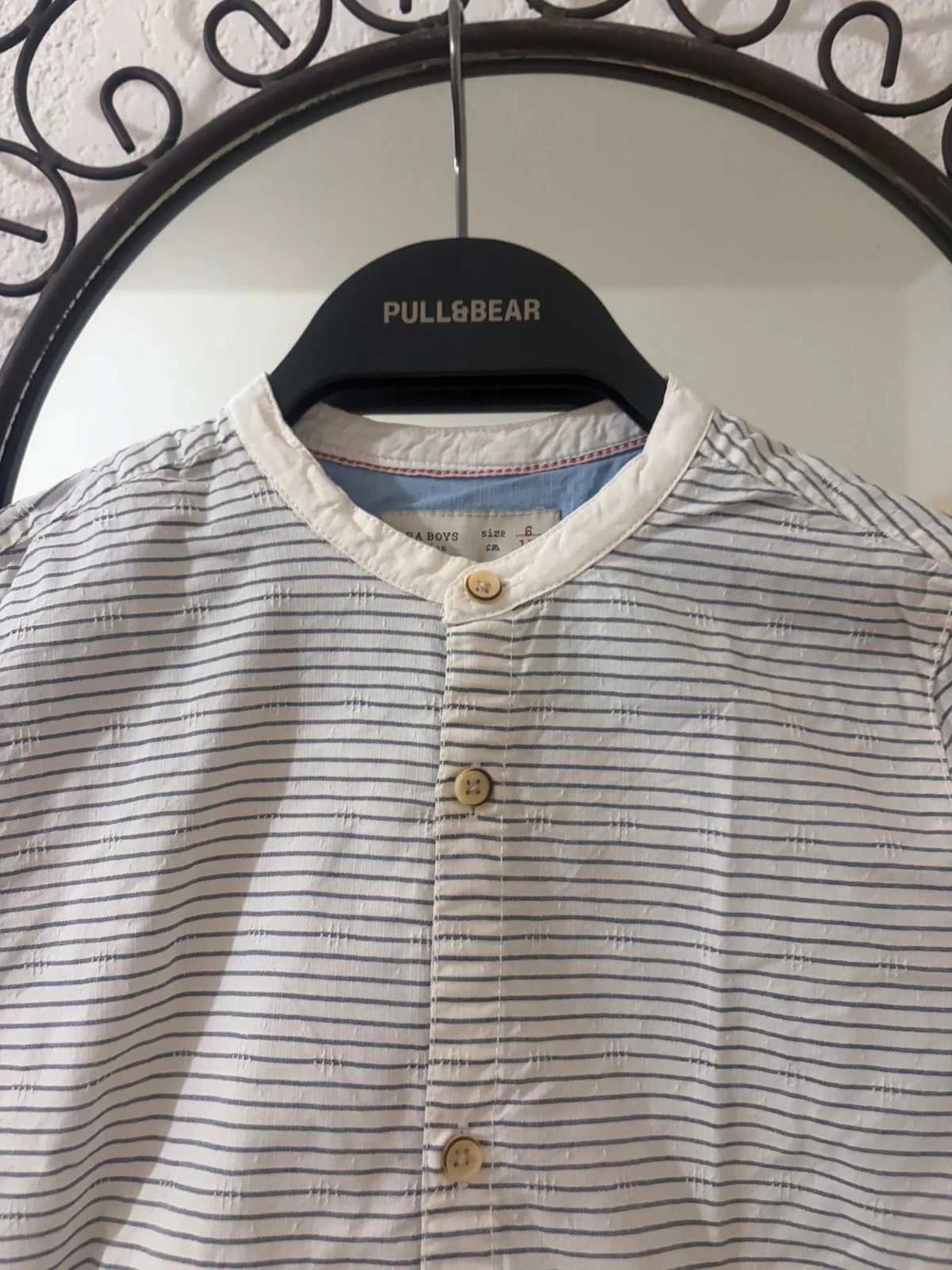 Camisa de Manga Comprida Zara Boys Listras Finas Azuis e Brancas – Tamanho 6 Anos (116 cm) – photo 4